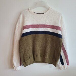 Faherty Vista Stripe Pullover in Military Olive Green Size XL Organic Cotton